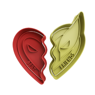 Deadpool y Wolverine Corazon Best Friends Cortador de Galletas