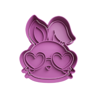 Coneja Cabeza con Lentes de Corazon Cortador de Galletas
