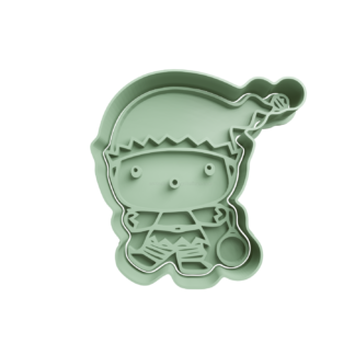 Niño con Disfraz de Duende Navideño Cortador de Galletas