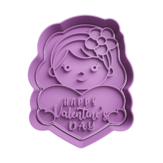 Niña con Corazon Happy Valentine’s Day Cortador de Galletas