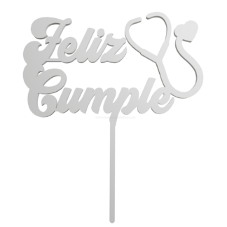 Feliz Cumpleaños Estetoscopio Topper Cake